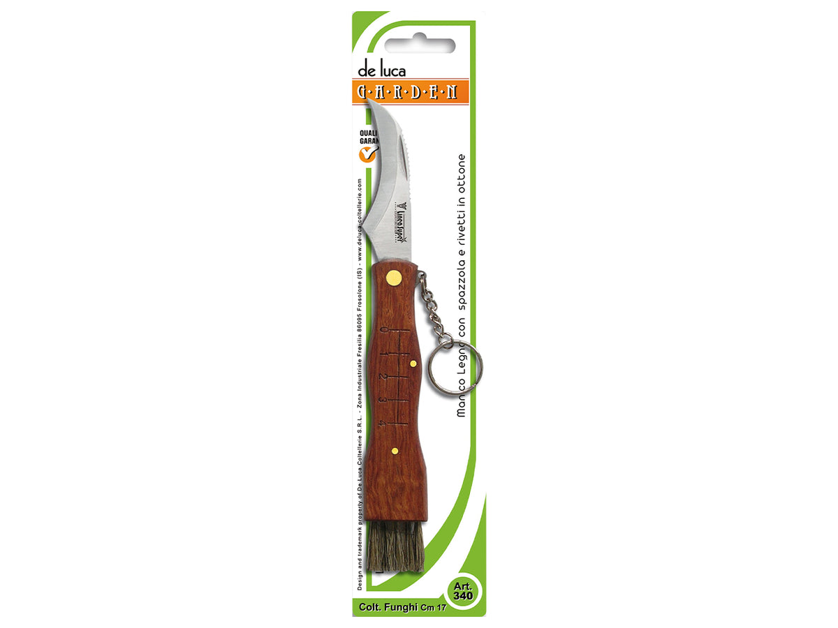 Coltello per funghi manico in legno con spazzola
