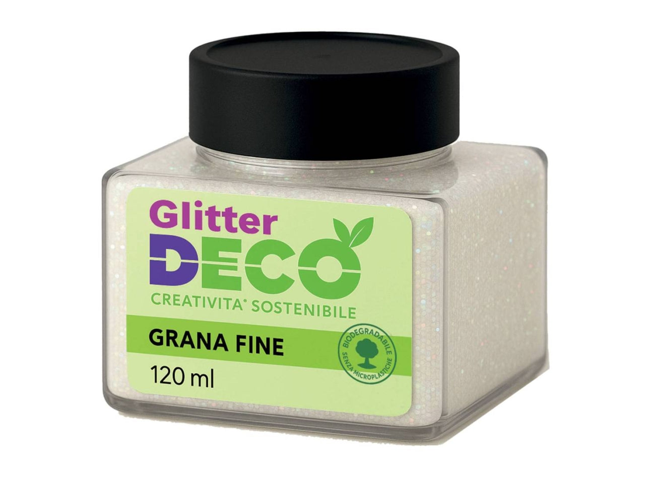 Glitter grana fine bianco iridescente in barattolo da 120ml
