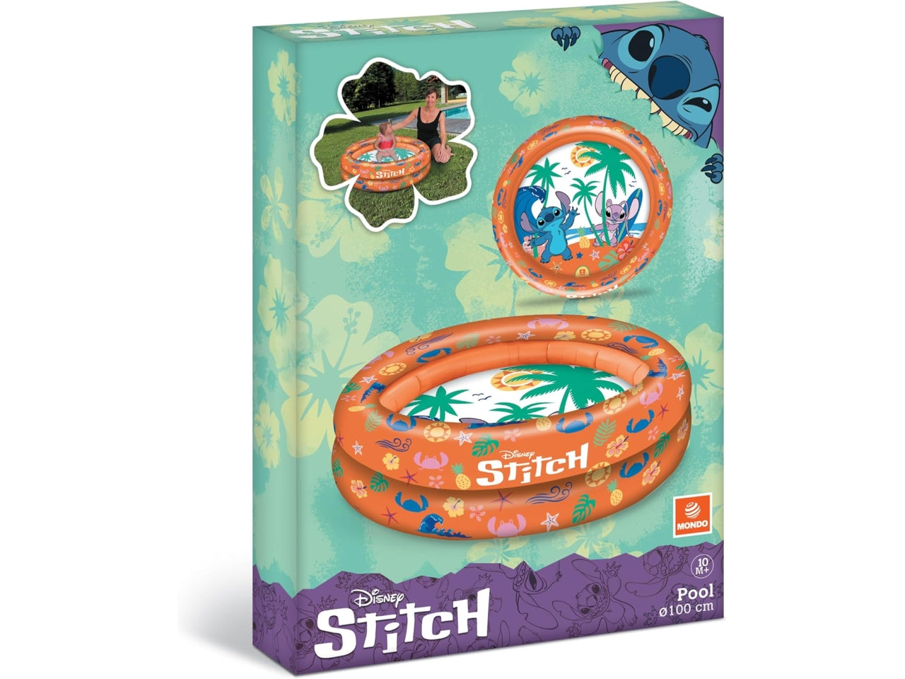 Stitch piscina con 2 anelli d.100cm