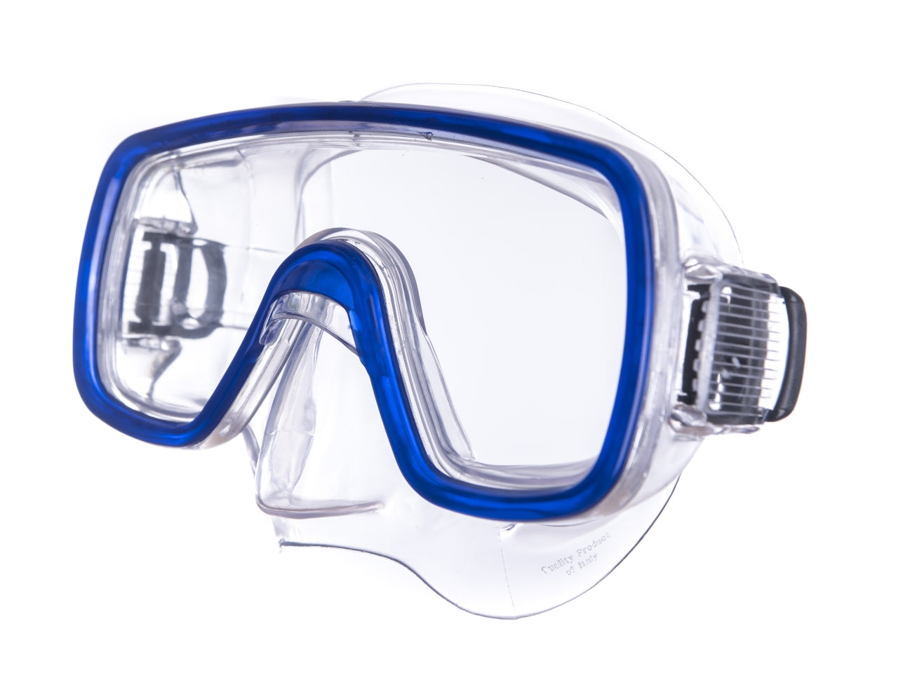 Maschera sub Domino Sr, misura large trasparente/blu con astuccio
