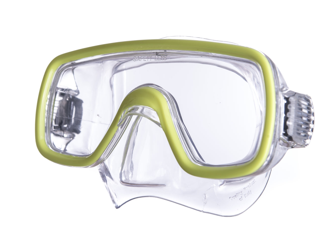 Maschera sub Domino senior, misura large trasparente/giallo in pvc con astuccio