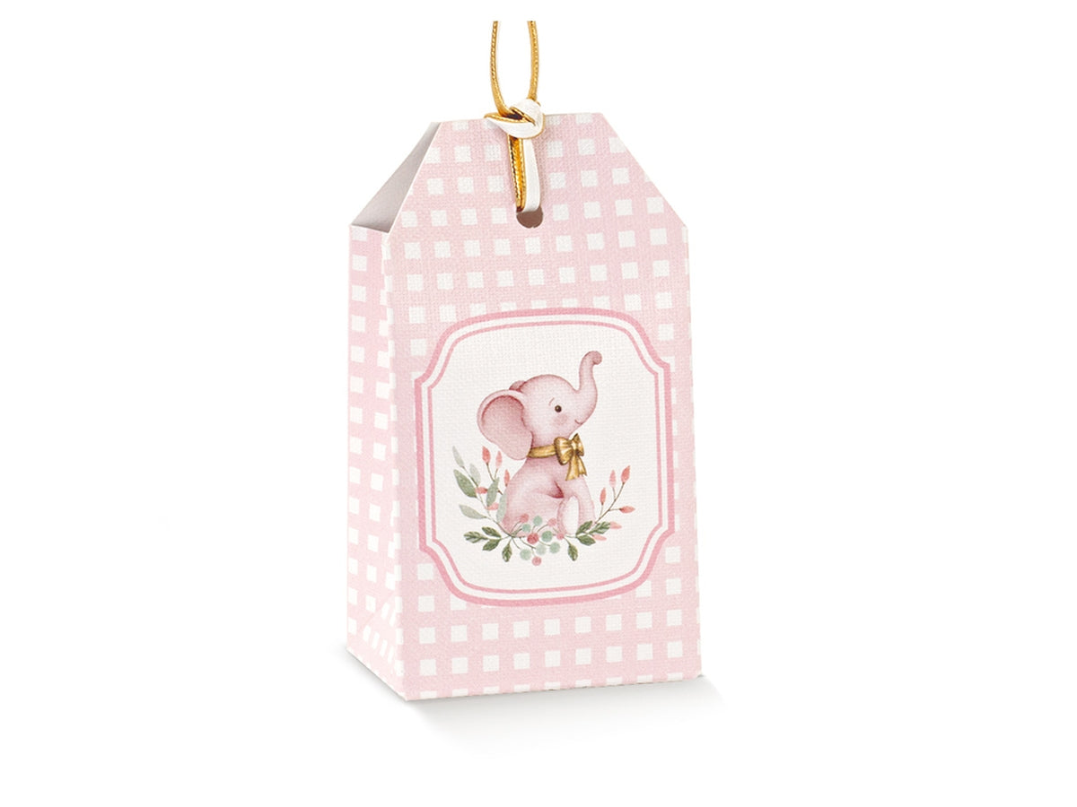 Elefantino rosa scatola tag 5,5x3,5x10cm