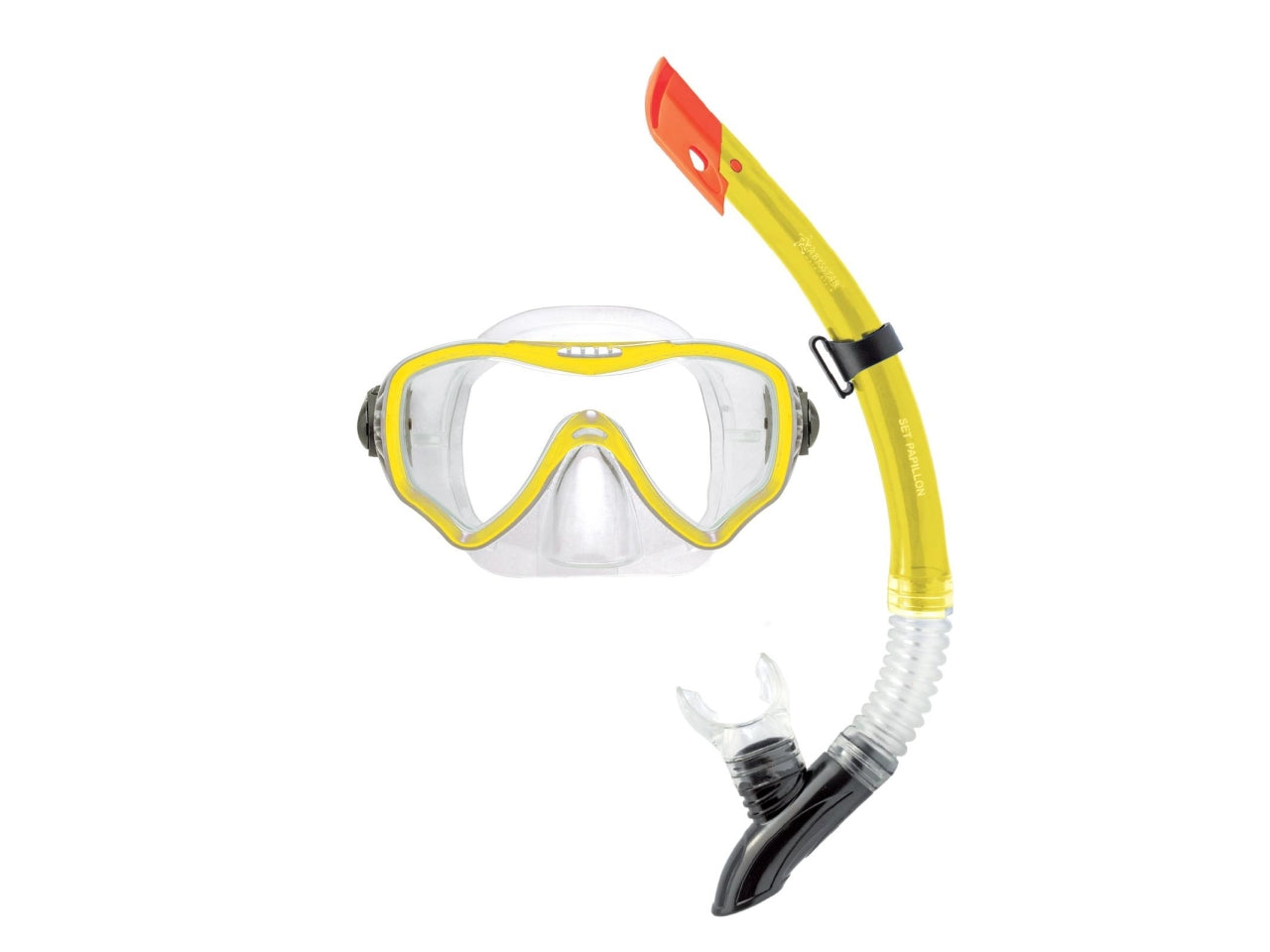 Machera e boccaglio Papillon senior giallo in pvc