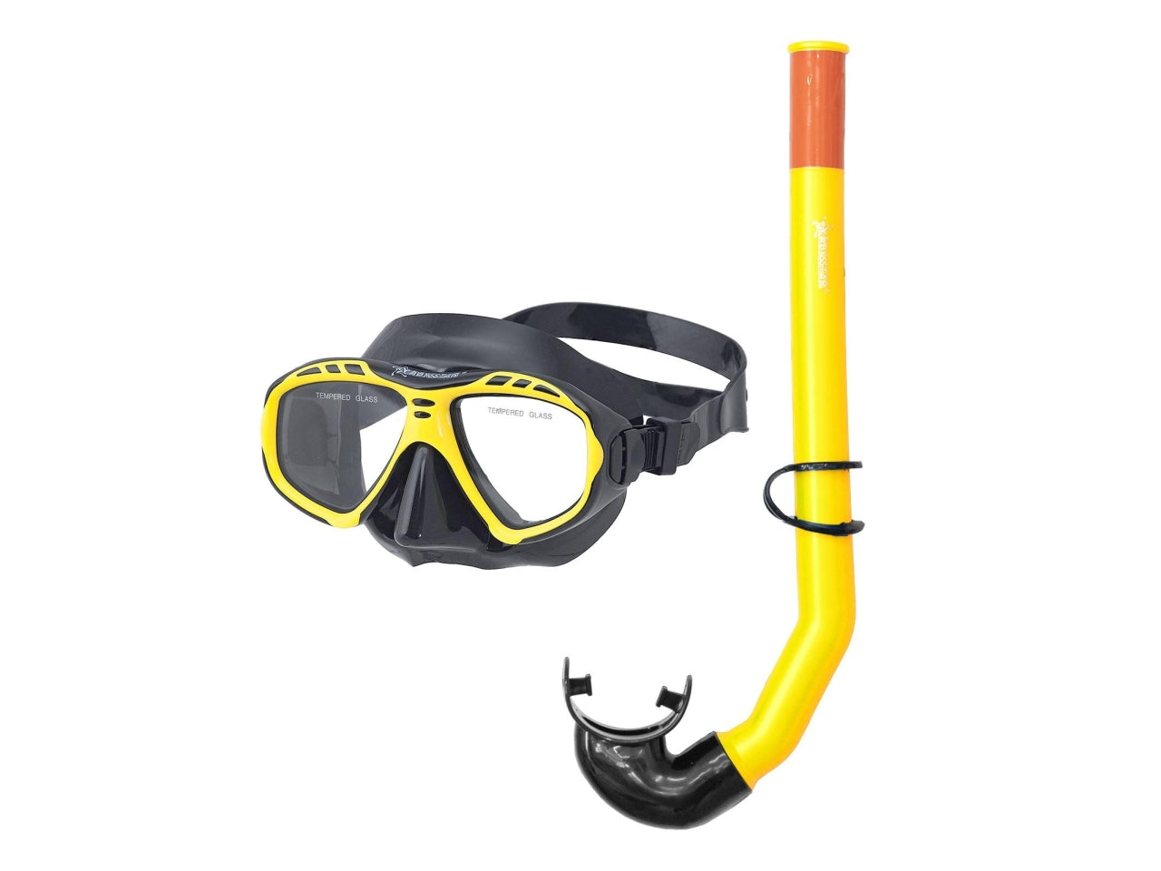 Machera e boccaglio Argo senior nero/giallo in pvc