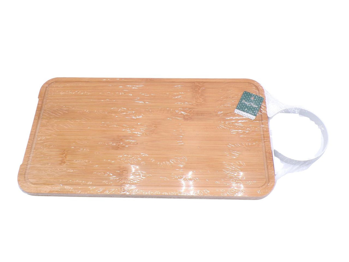 Tagliere in legno 40x18cm con manico in metallo