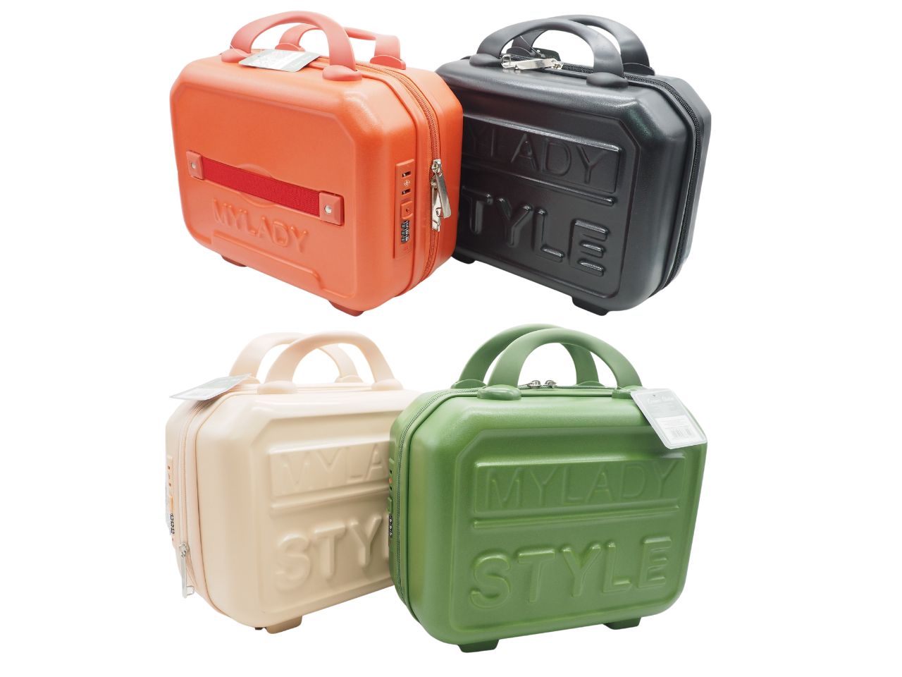 Valigetta plastica con manico e zip h.23x28x16cm con lucchetto
