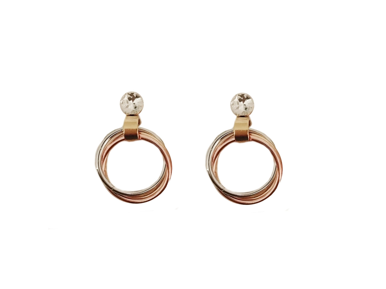Orecchino top strass cerchi