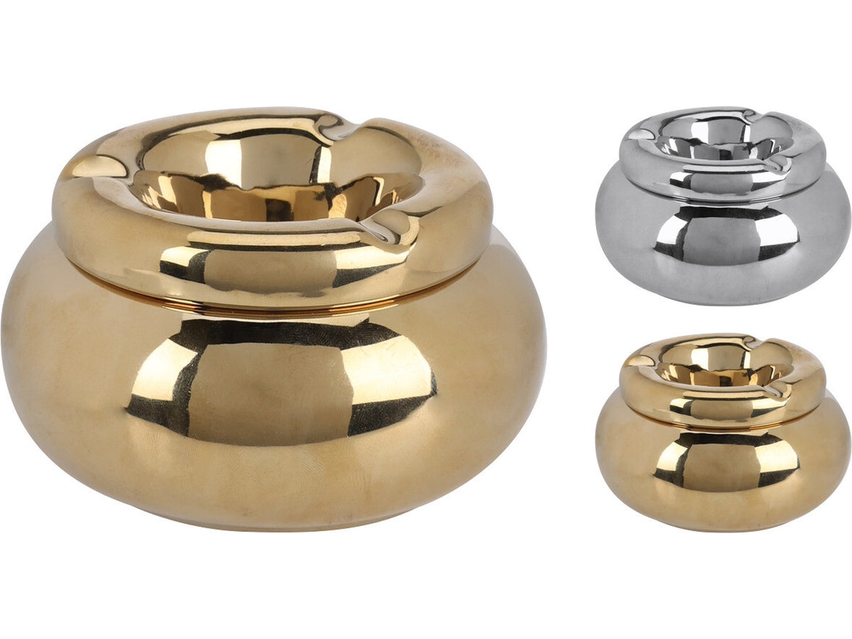 Portacenere in dolomite, dimensioni 11x6cm, in 2 colori galvanizzati: oro e argento. Ogni pezzo è confezionato in pellicola termoretraibile