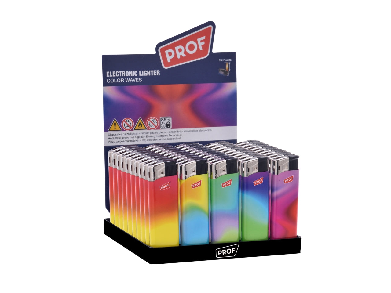 Accendino Color Waves bicolore expo 50 pezzi colori assortiti