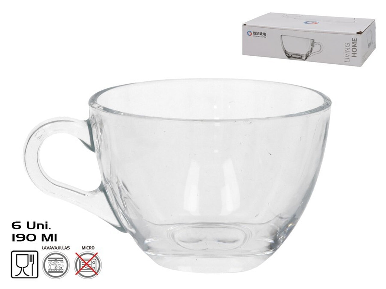 Set 6 tazze in vetro da 190ml
