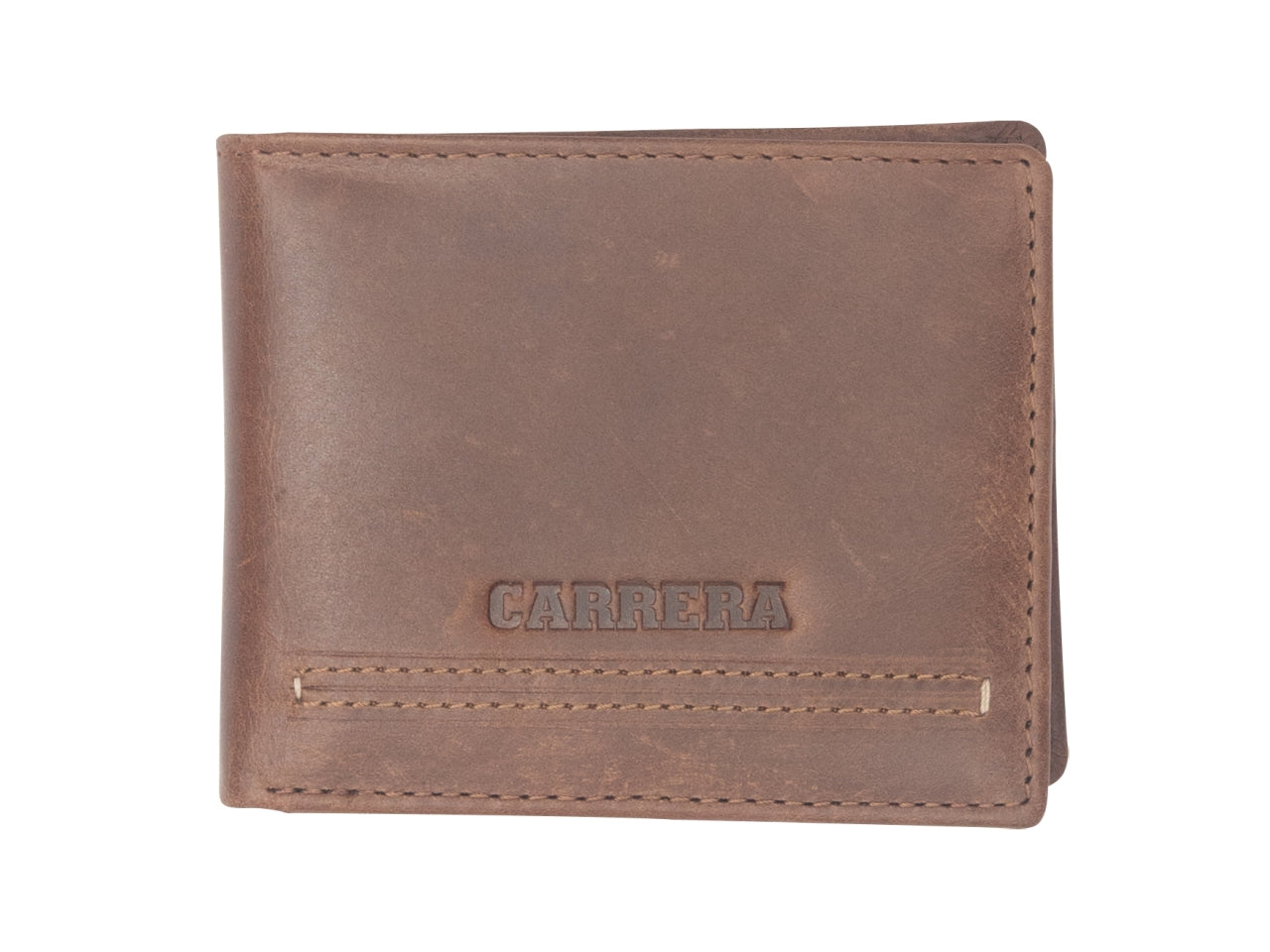 Portafoglio Carrera Key West a due ante orizzontale con portamonete marrone scuro
