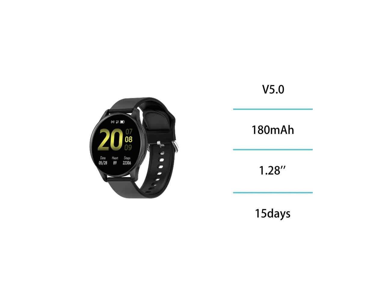 Orologio intelligente rotondo da 1,28 pollici FitPro R4 CE, nero