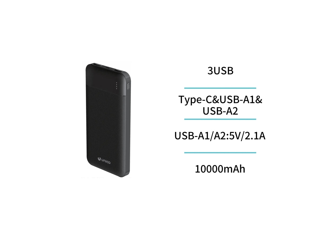 Power Bank 10000mAh, nero