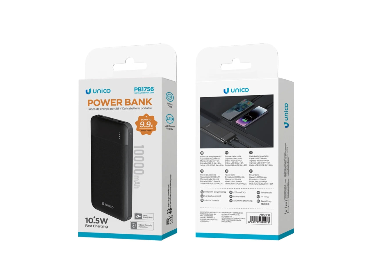 Power Bank 10000mAh, nero