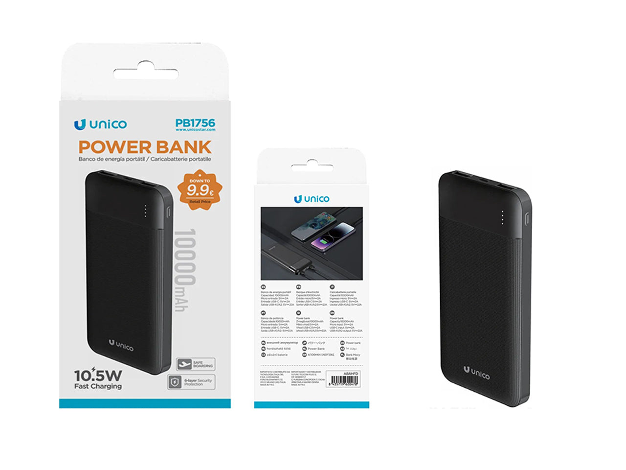 Power Bank 10000mAh, nero