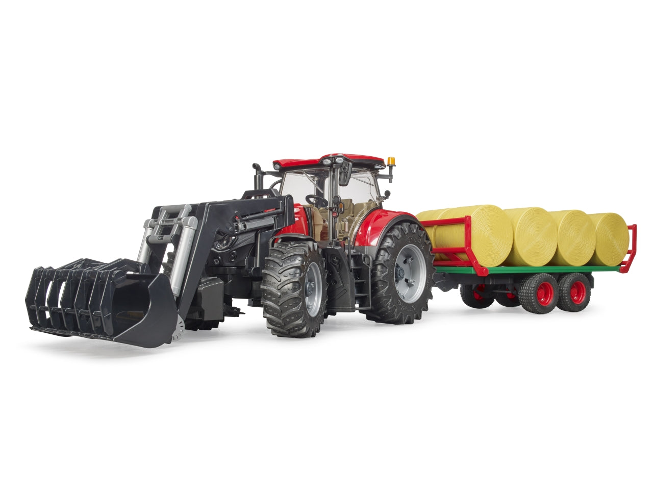 Trattore case ih optum 300 cvx con benna e rimorchio porta balle fieno