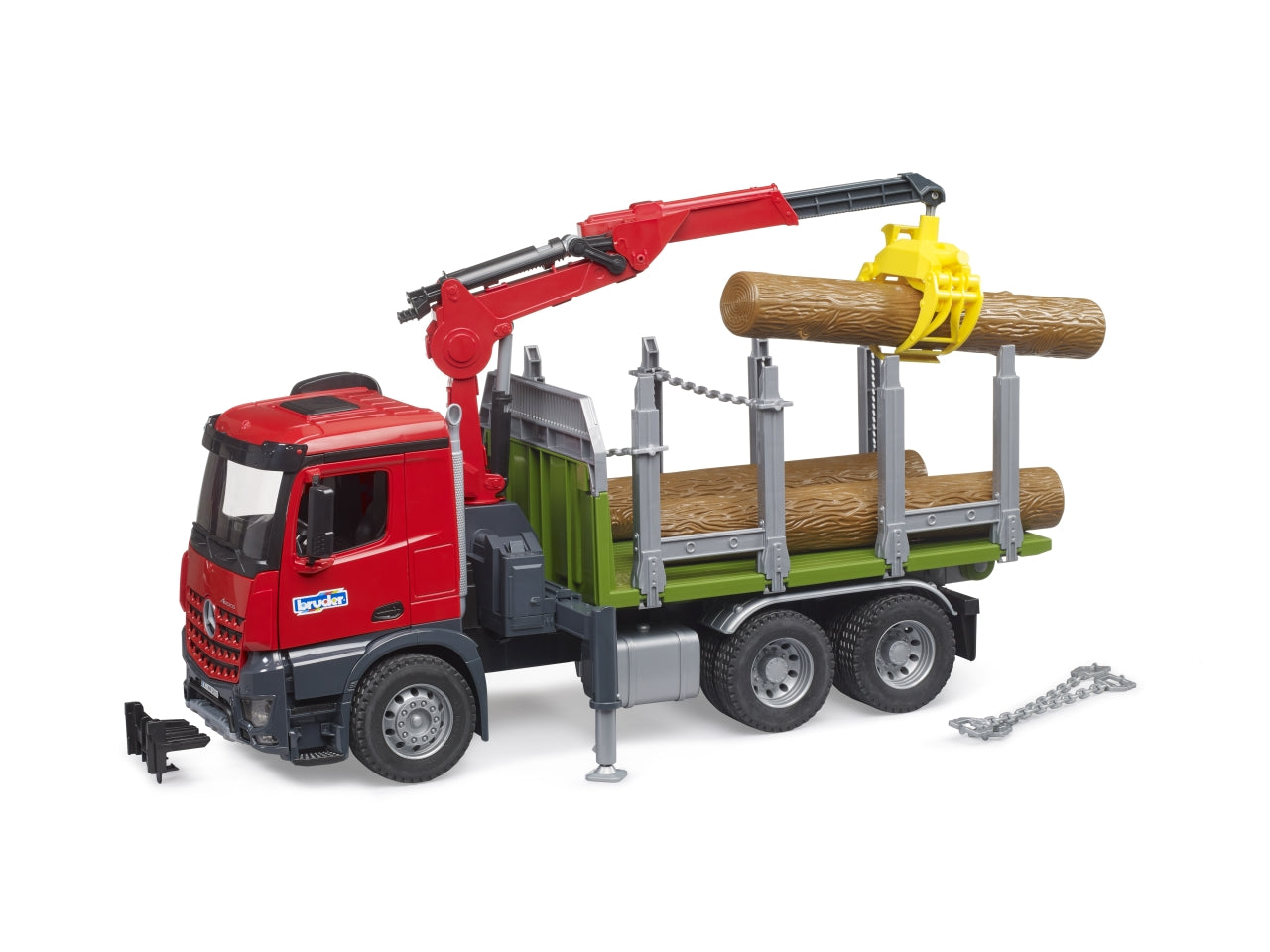 Mb arocs camion trasporto 3 tronchi con gru