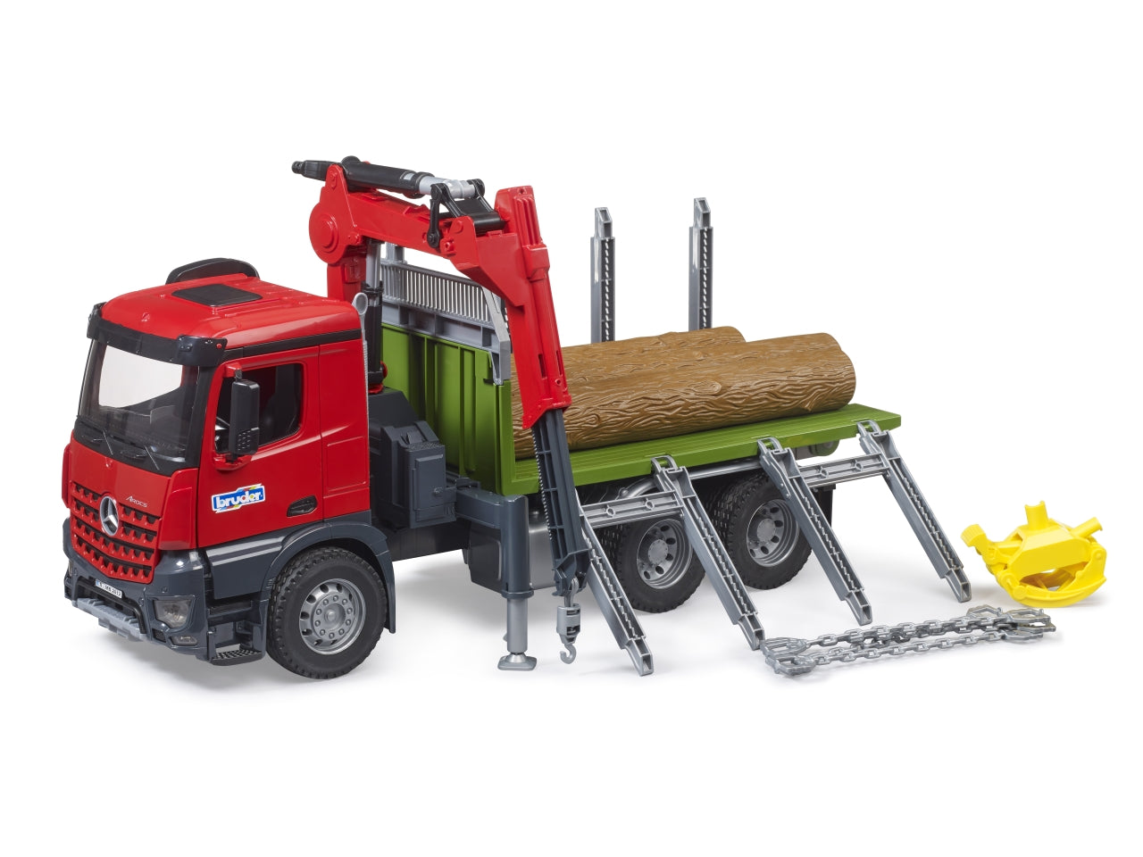 Mb arocs camion trasporto 3 tronchi con gru