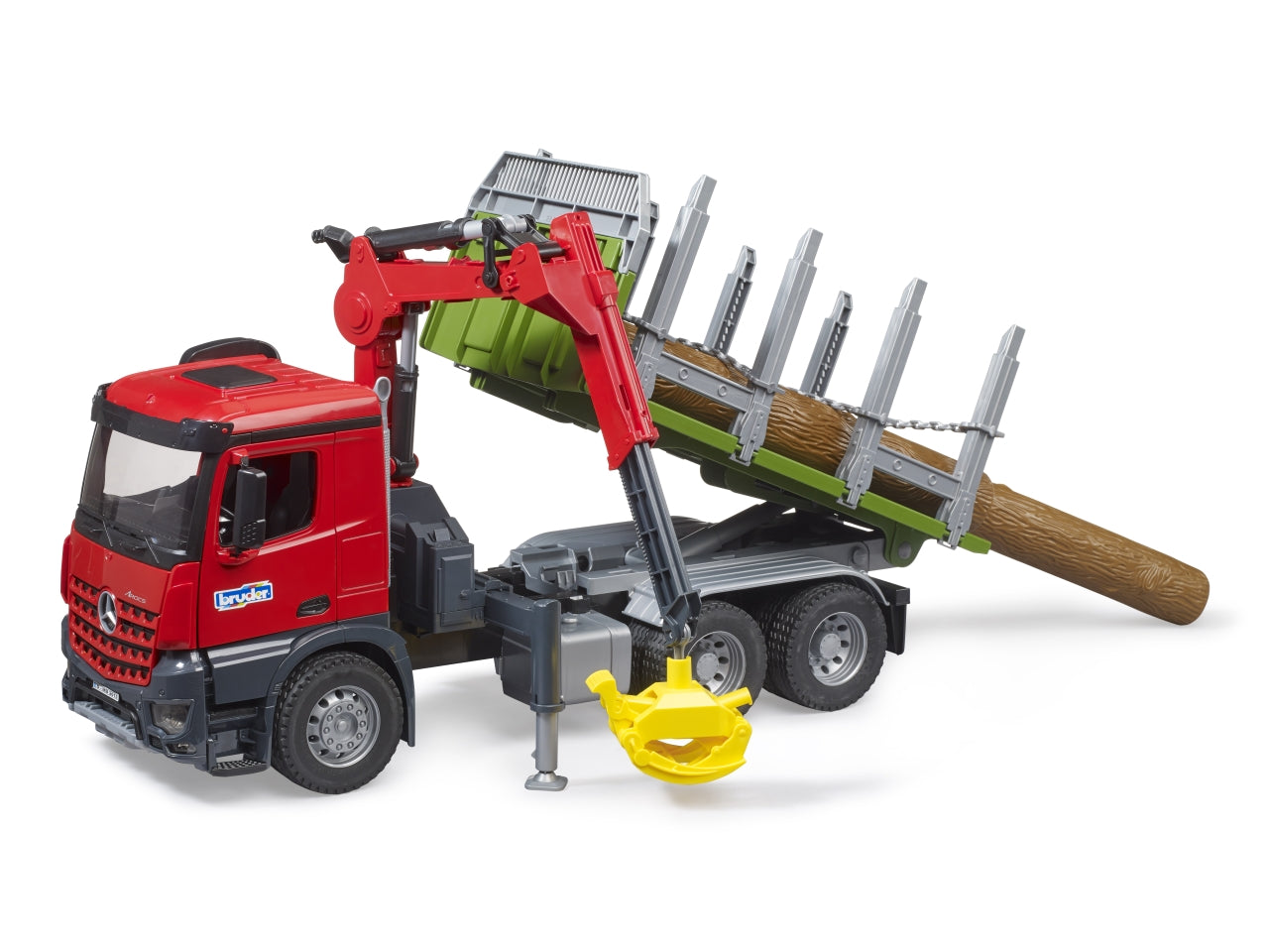 Mb arocs camion trasporto 3 tronchi con gru