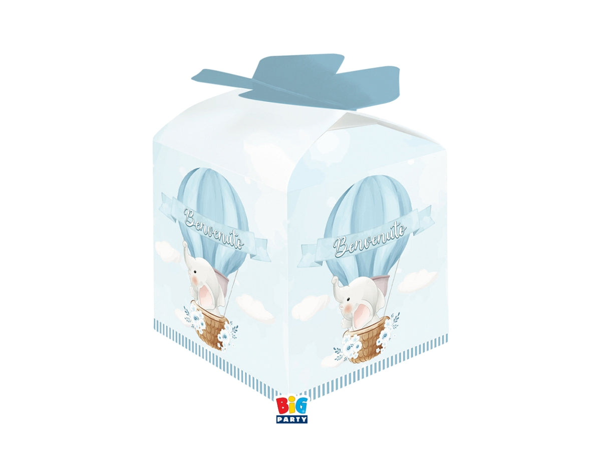 Scatoline portaconfetti Cubetto Fiocco Benvenuto 5x7x5cm set da 10 scatoline