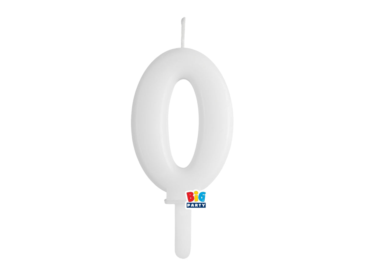 Candelina numero 0 di Cera Tiny Plump Bianco 7cm