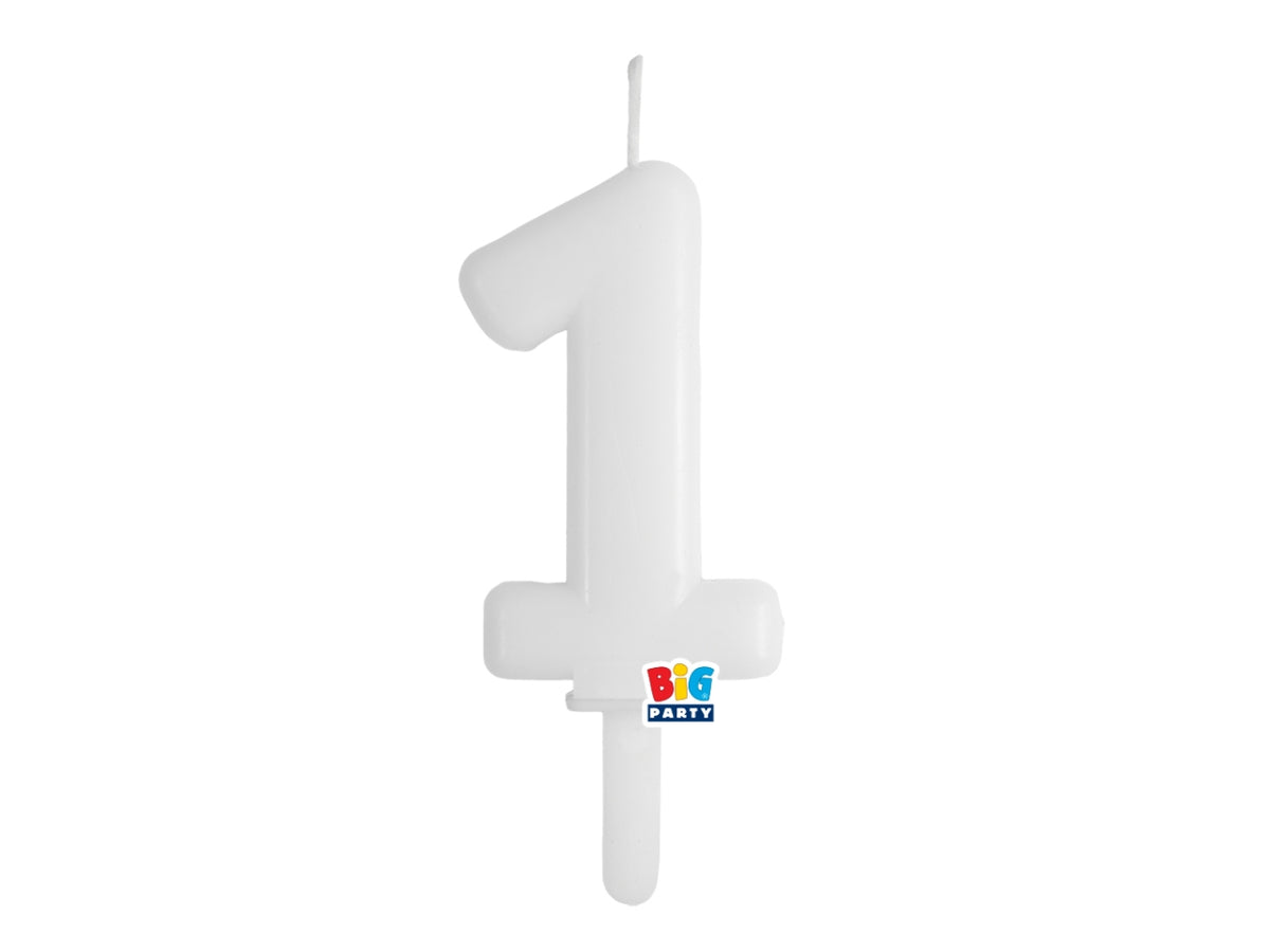 Candelina numero 1 di Cera Tiny Plump Bianco 7cm