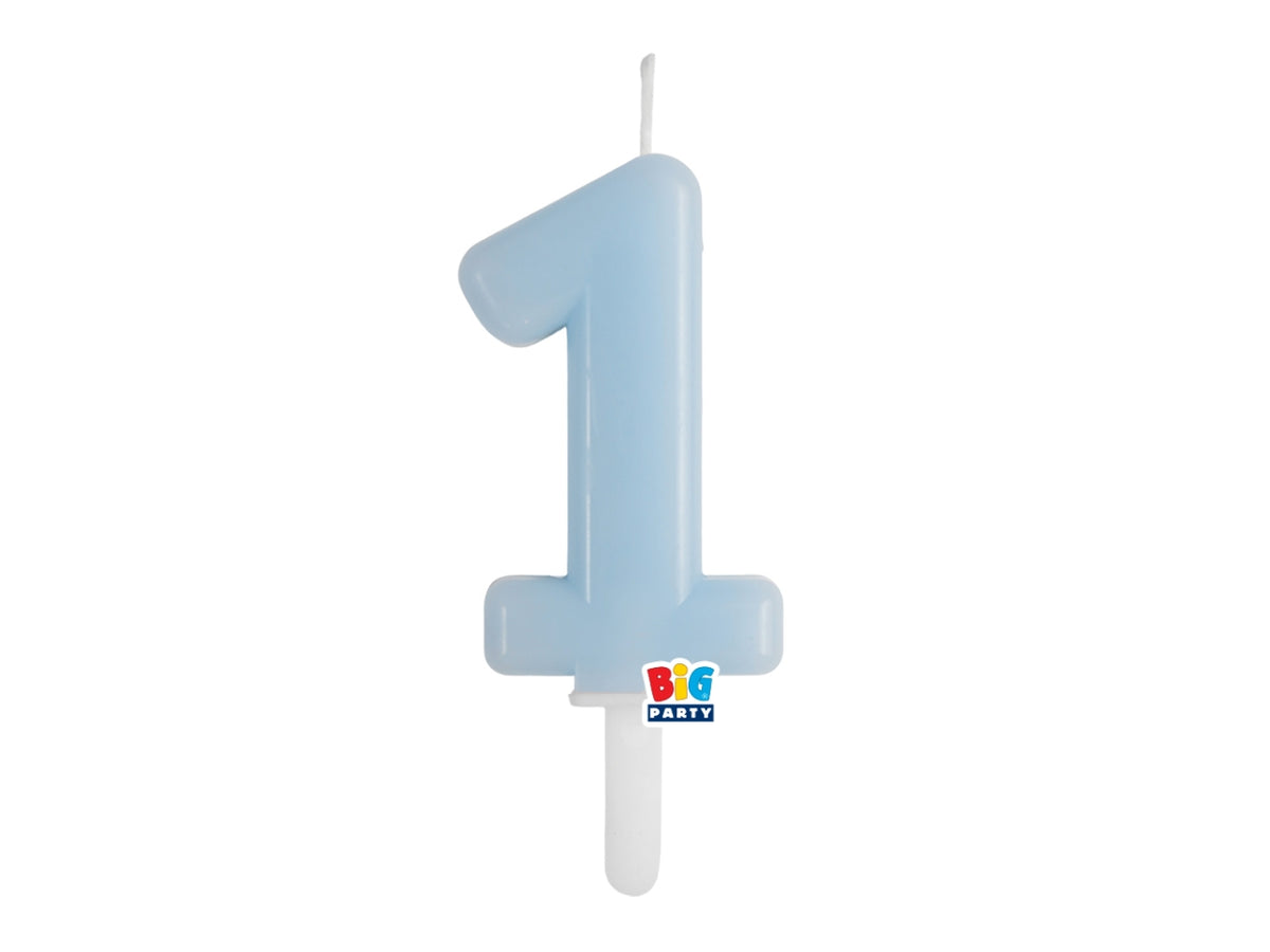 Candelina numero 1 di Cera Tiny Plump Celeste Baby 7cm