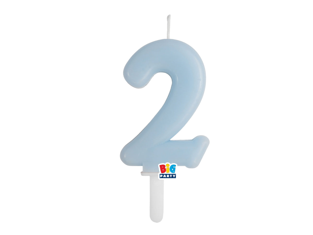Candelina numero 2 di Cera Tiny Plump Celeste Baby 7cm