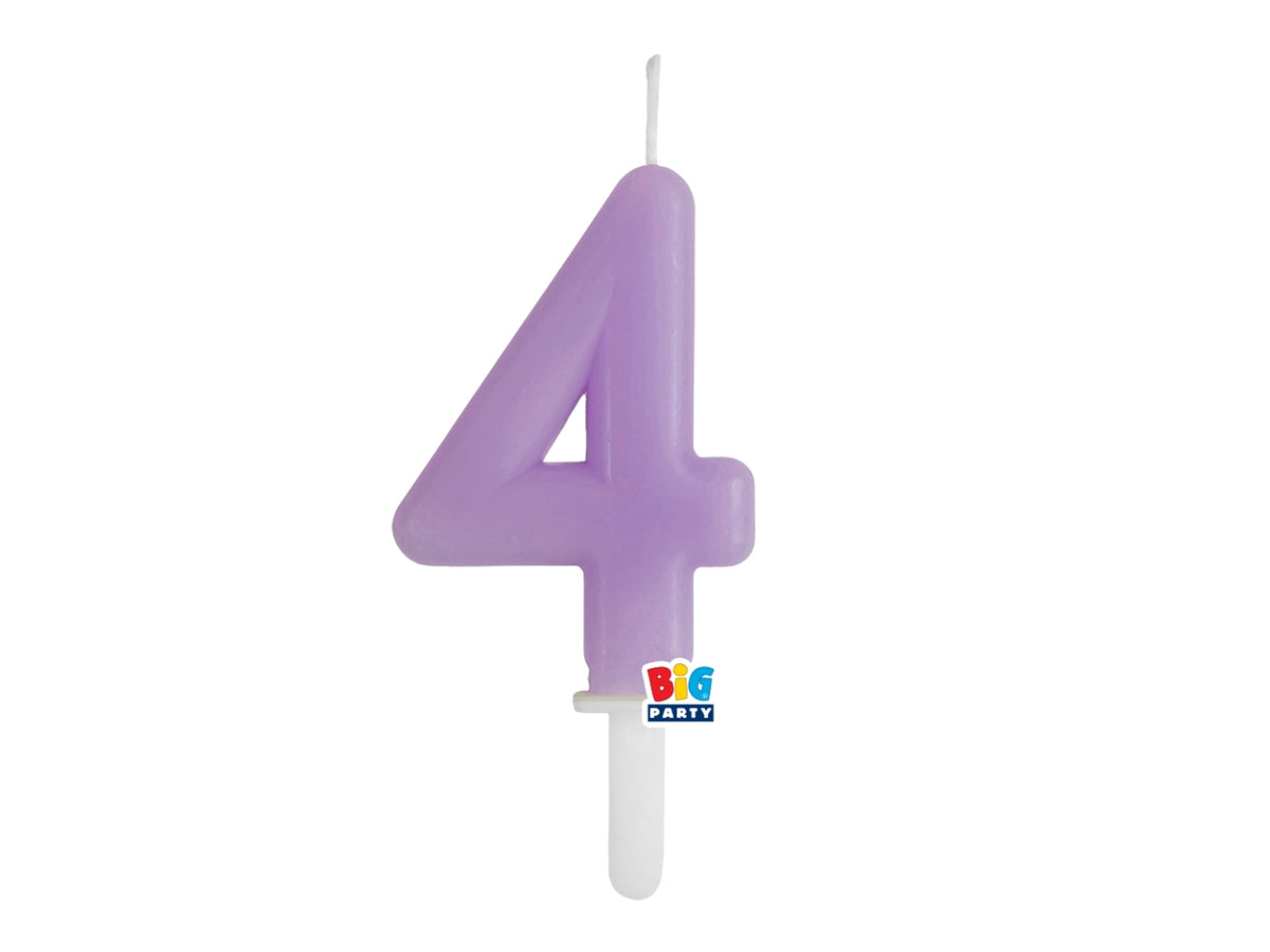 Candelina numero 4 di Cera Tiny Plump Lilla 7cm