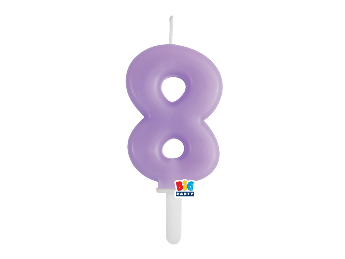 Candelina numero 8 di Cera Tiny Plump Lilla 7cm