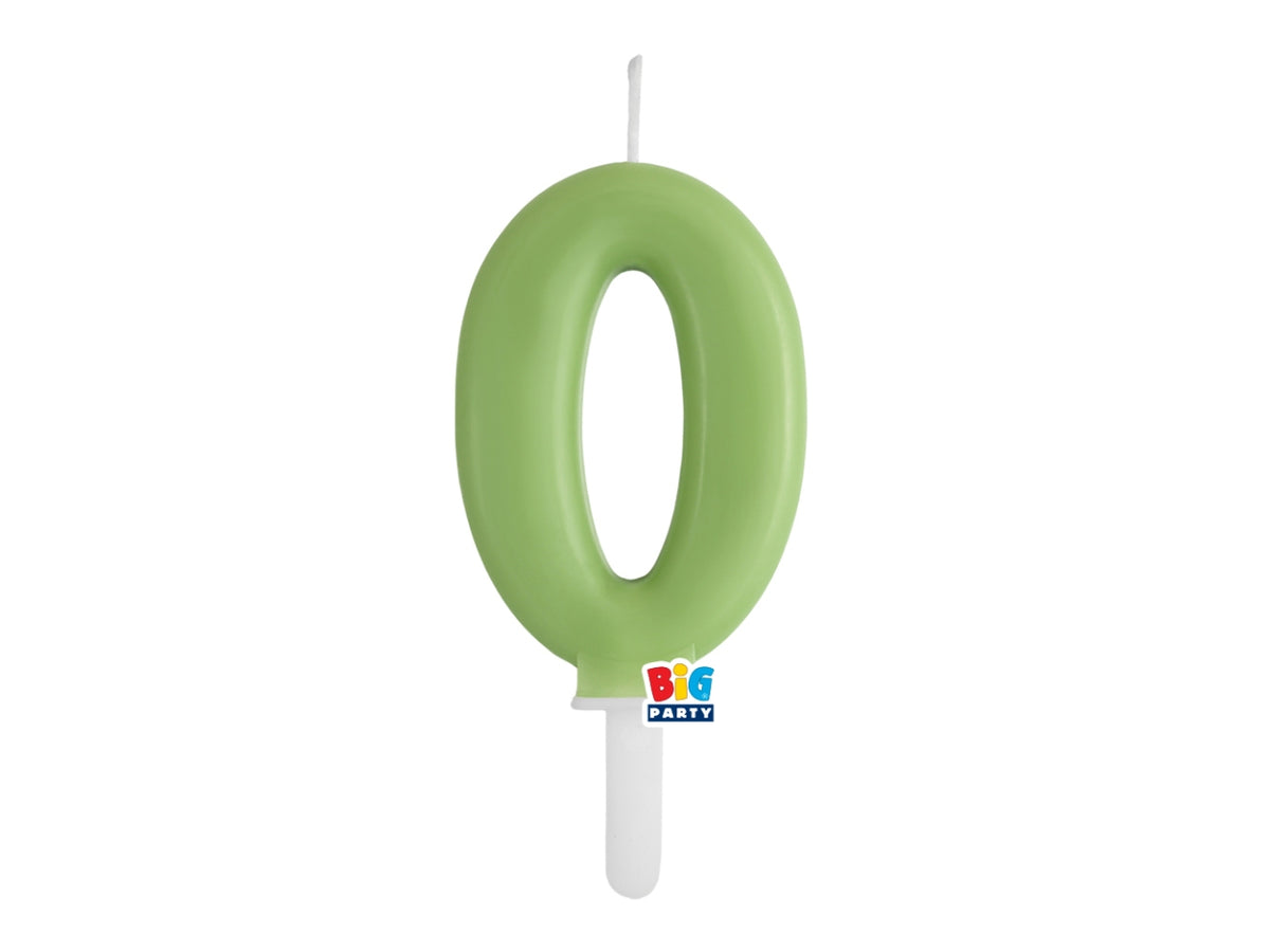 Candelina numero 0 di Cera Tiny Plump Verde Oliva 7cm