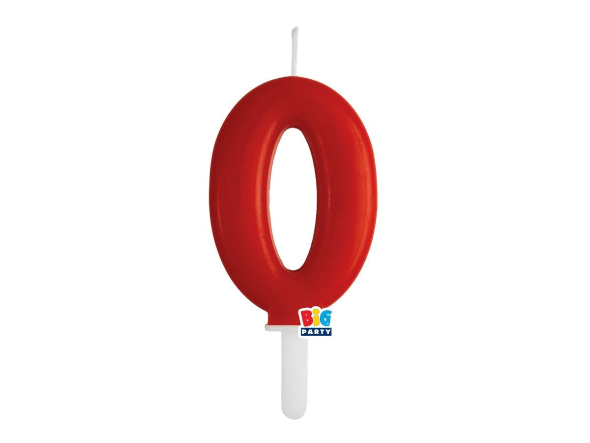 Candelina numero 0 di Cera Tiny Plump Rosso 7cm