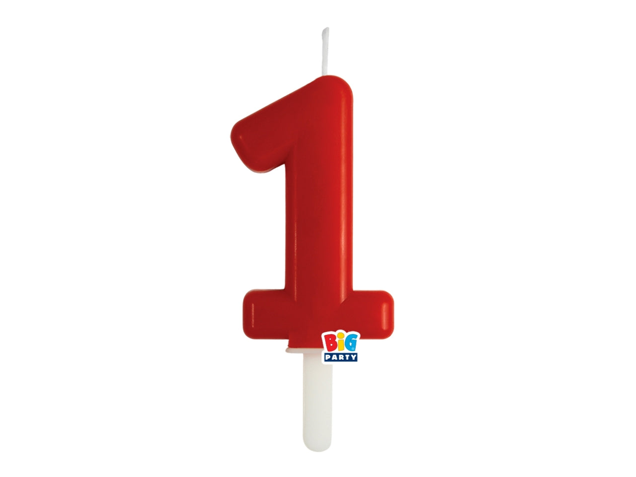 Candelina numero 1 di Cera Tiny Plump Rosso 7cm
