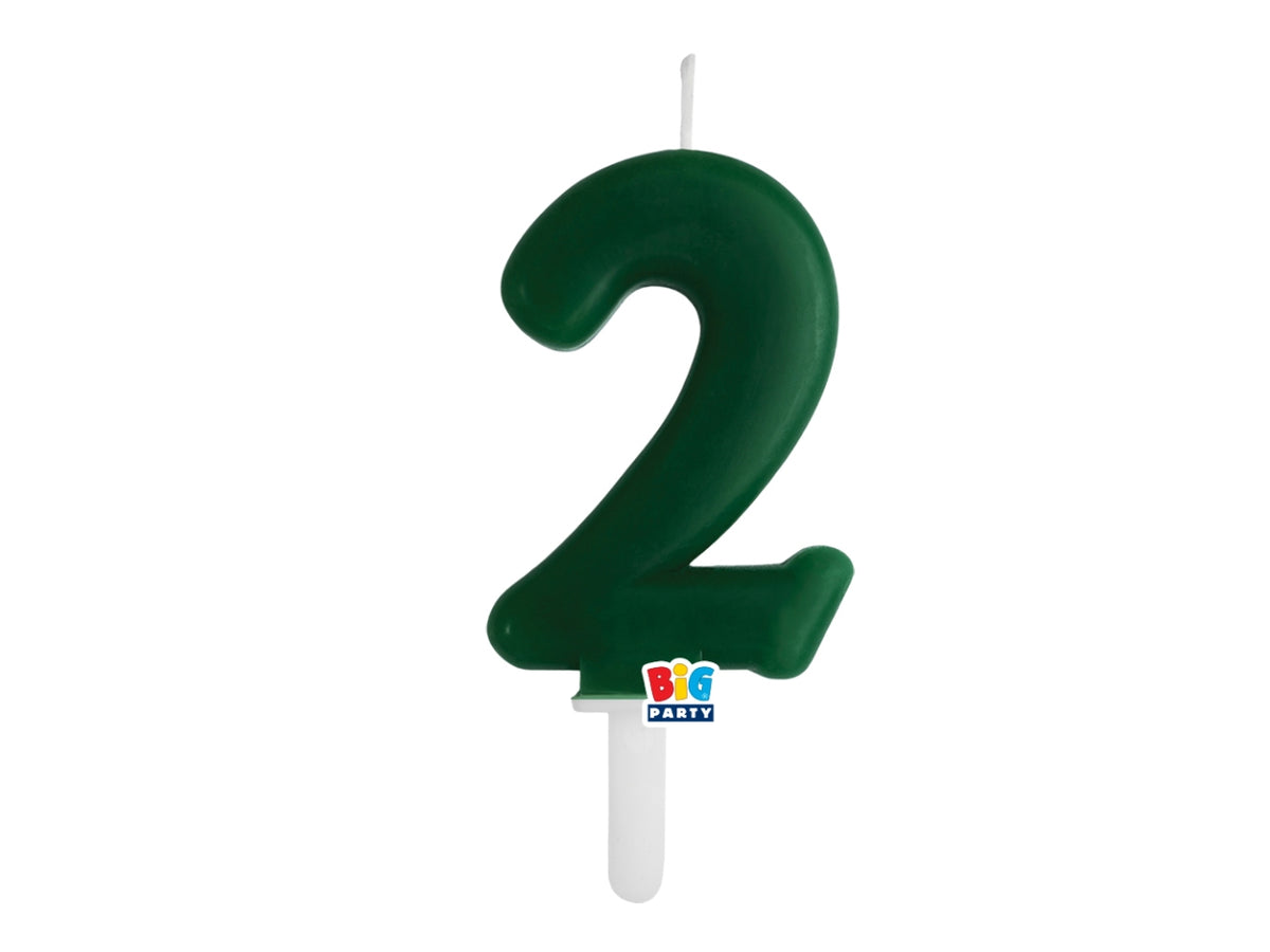 Candelina numero 2 di Cera Tiny Plump Verde Foresta 7cm