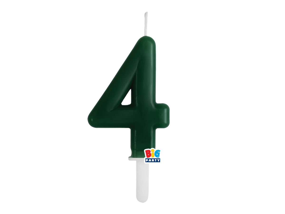 Candelina numero 4 di Cera Tiny Plump Verde Foresta 7cm