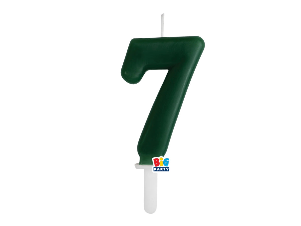 Candelina numero 7 di Cera Tiny Plump Verde Foresta 7cm