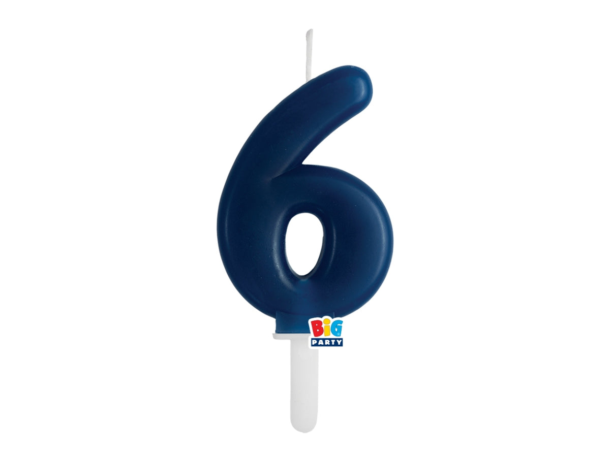 Candelina numero 6 di Cera Tiny Plump Blu Navy 7cm