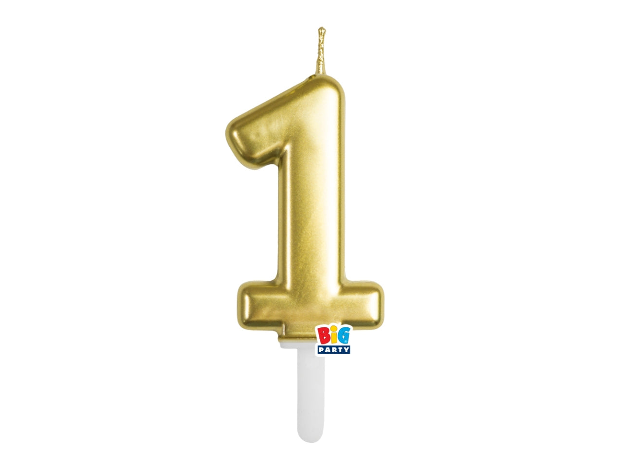 Candelina numero 1 di Cera Tiny Plump Oro Metal 7cm
