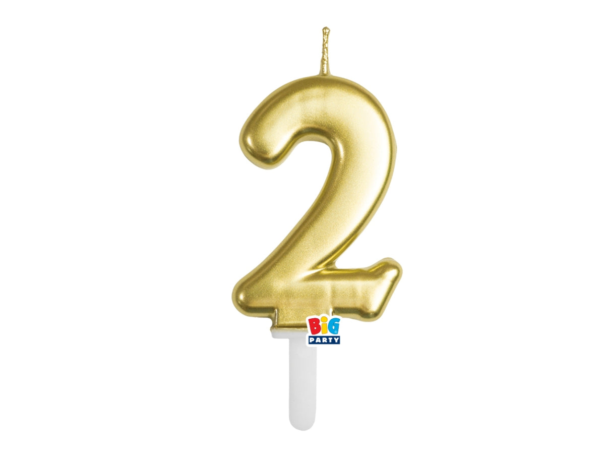 Candelina numero 2 di Cera Tiny Plump Oro Metal 7cm