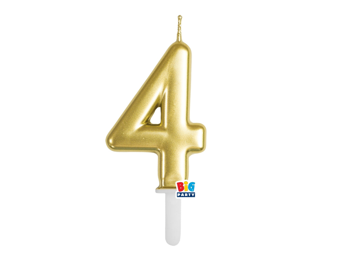 Candelina numero 4 di Cera Tiny Plump Oro Metal 7cm