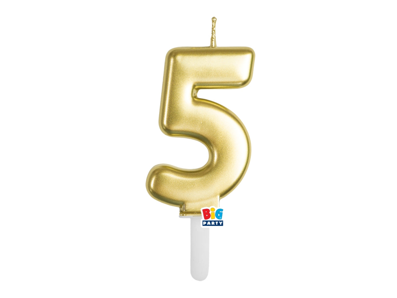 Candelina numero 5 di Cera Tiny Plump Oro Metal 7cm