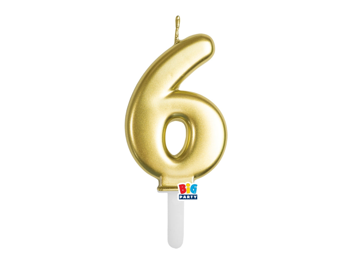 Candelina numero 6 di Cera Tiny Plump Oro Metal 7cm