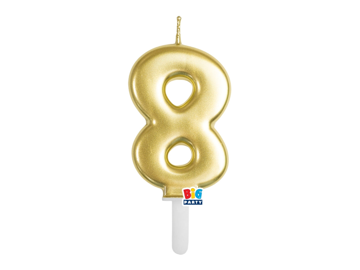 Candelina numero 8 di Cera Tiny Plump Oro Metal 7cm