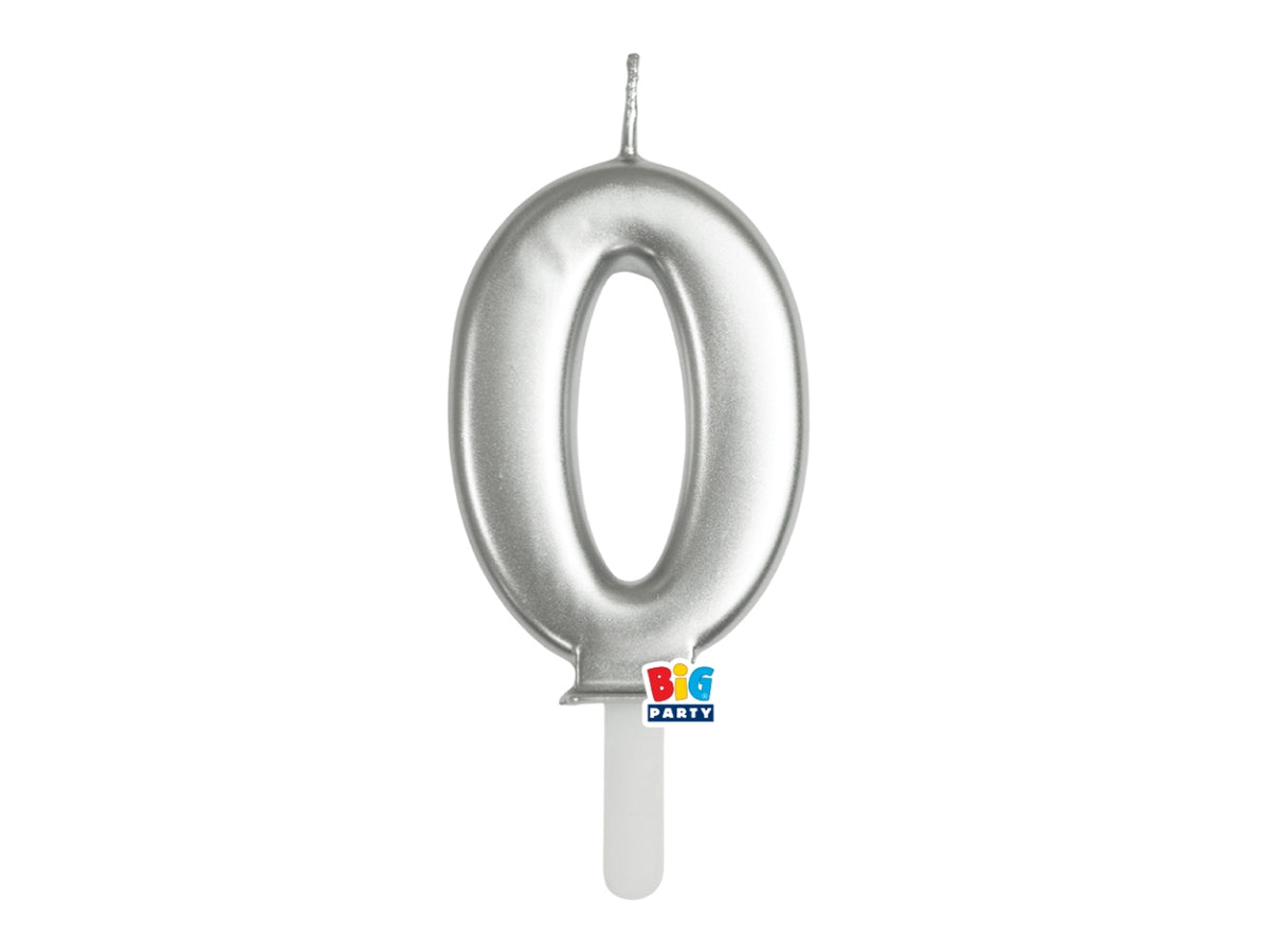 Candelina numero 0 di Cera Tiny Plump Argento Metal 7cm