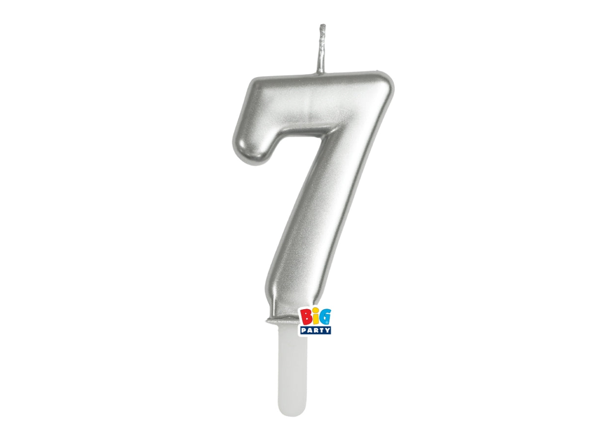 Candelina numero 7 di Cera Tiny Plump Argento Metal 7cm
