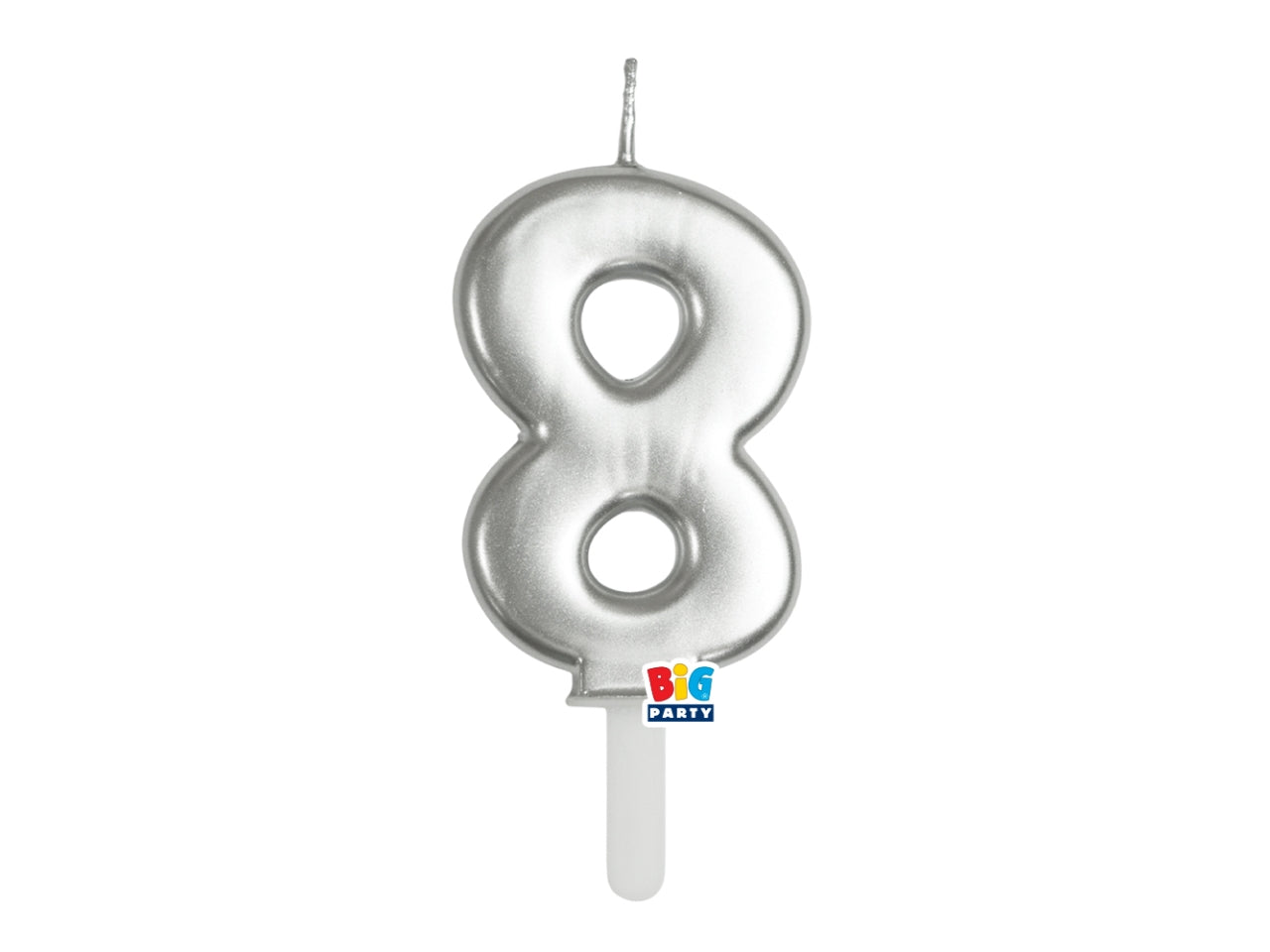 Candelina numero 8 di Cera Tiny Plump Argento Metal 7cm