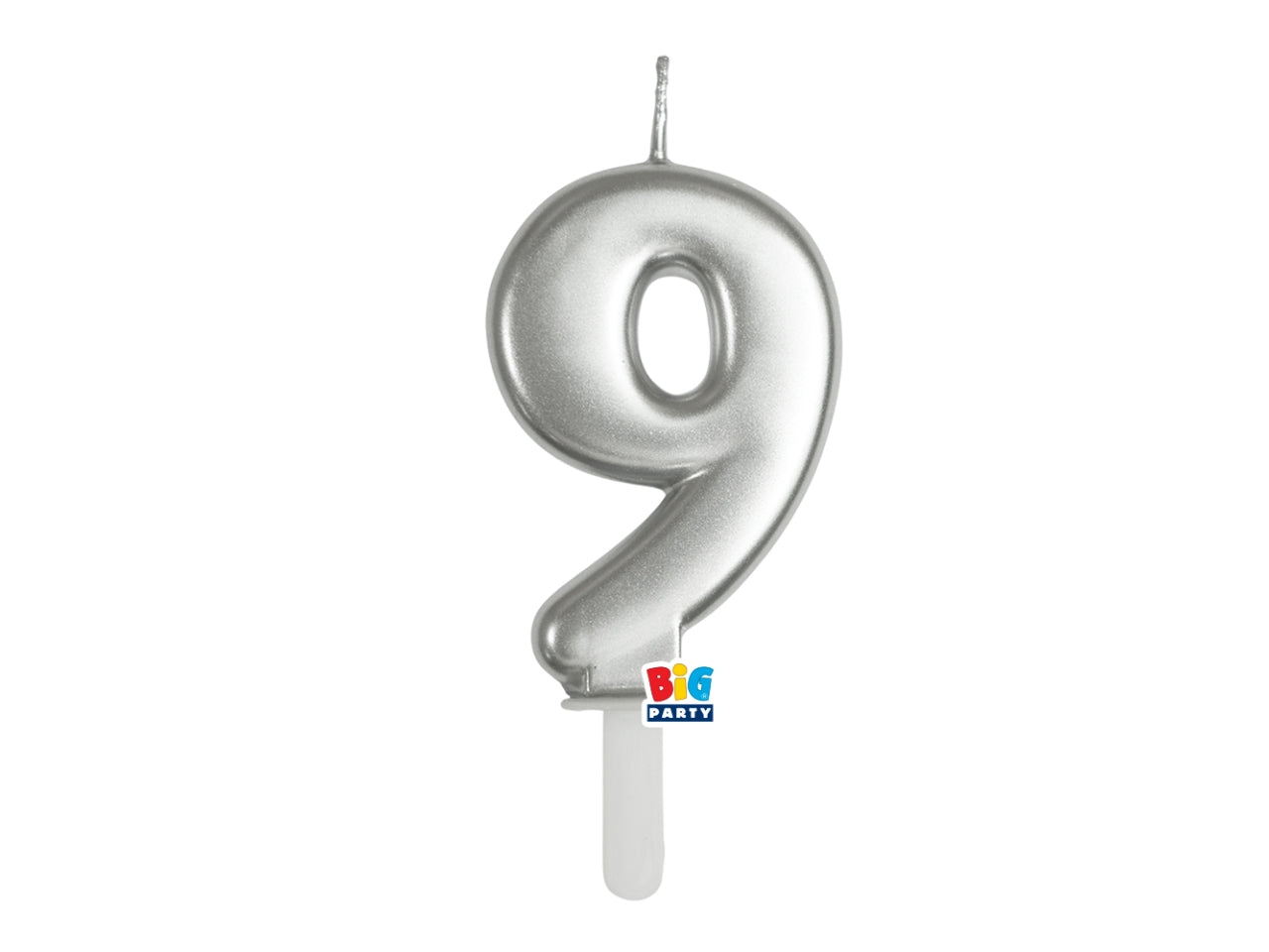Candelina numero 9 di Cera Tiny Plump Argento Metal 7cm