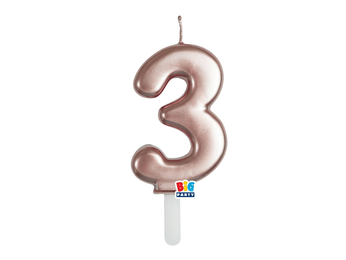 Candelina numero 3 di Cera Tiny Plump Rose Gold Metal 7cm