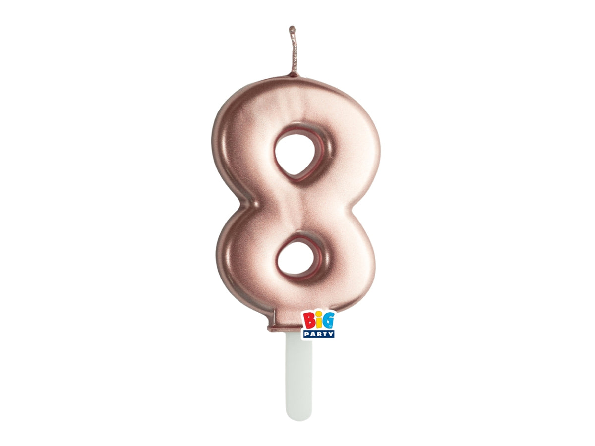 Candelina numero 8 di Cera Tiny Plump Rose Gold Metal 7cm