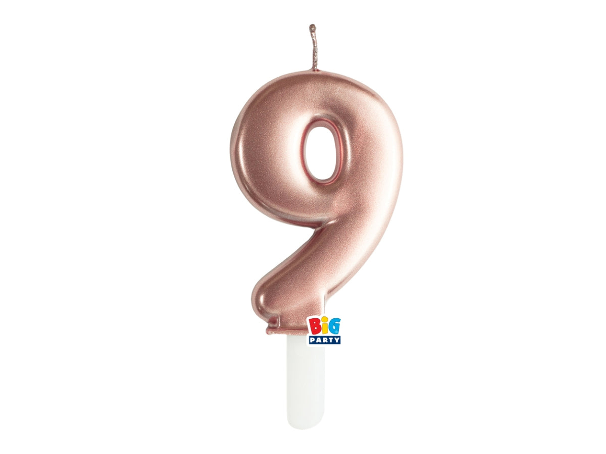 Candelina numero 9 di Cera Tiny Plump Rose Gold Metal 7cm